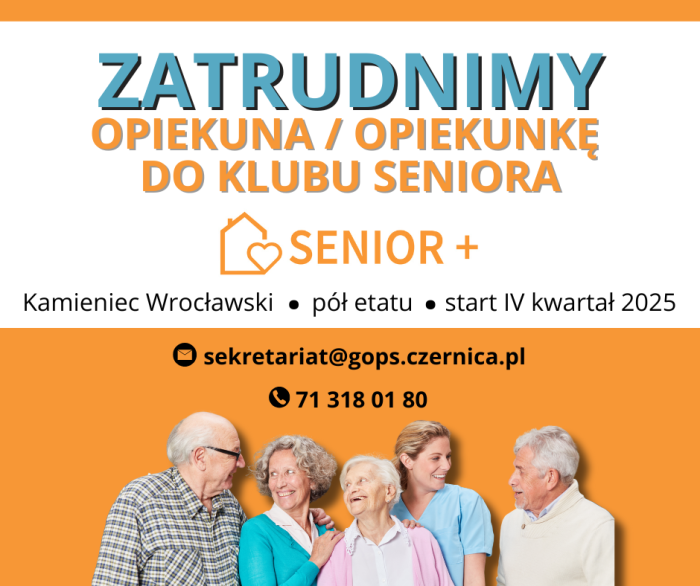 Praca dla opiekunki / opiekuna w klubie seniora.