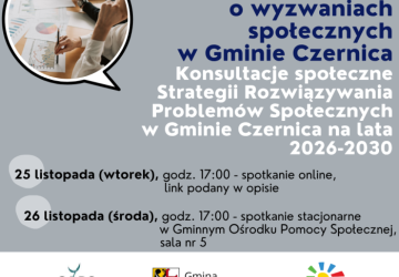 Zaproszenie na konsultacje społeczne Strategii Rozwiązywania Problemów Społecznych Gminy Czernica 2026-2030